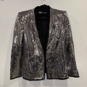 Zara Silver Sequin Blazer